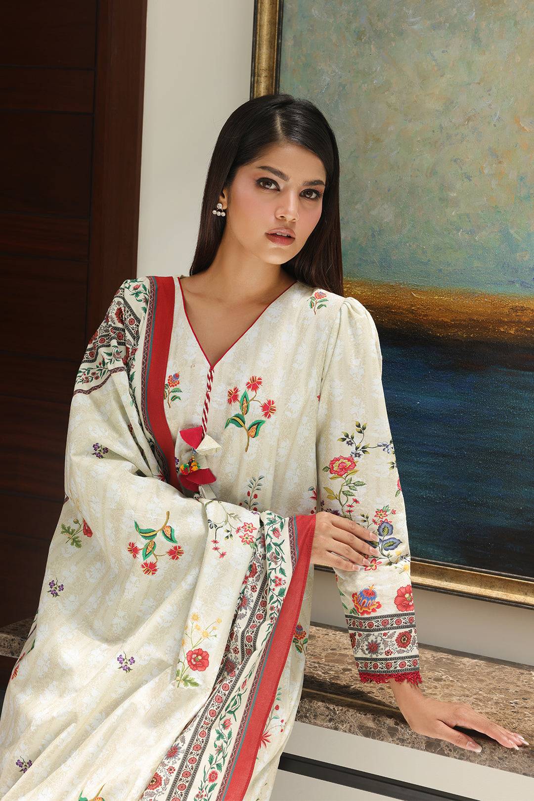 Zellbury | Unstitched 3 Piece Cambric | Shirt Shalwar Dupatta - 0044 by Maria Faisal - Registered Vendor of : Zellbury Women - type : Essential Unstitched - 100% original wedding dresses