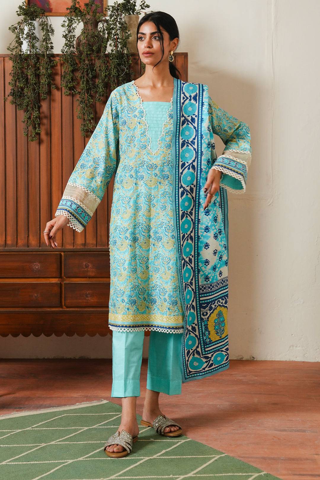 Zellbury | Unstitched 3 Piece Cambric | Shirt Shalwar Dupatta - 0046 by Maria Faisal - Registered Vendor of : Zellbury Women - type : Essential Unstitched - 100% original wedding dresses