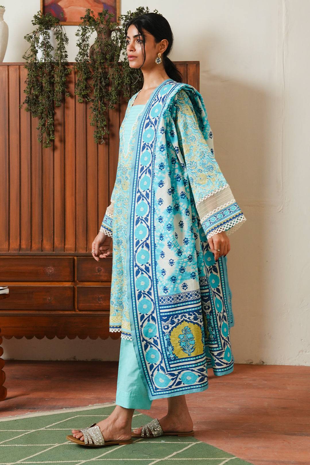 Zellbury | Unstitched 3 Piece Cambric | Shirt Shalwar Dupatta - 0046 by Maria Faisal - Registered Vendor of : Zellbury Women - type : Essential Unstitched - 100% original wedding dresses
