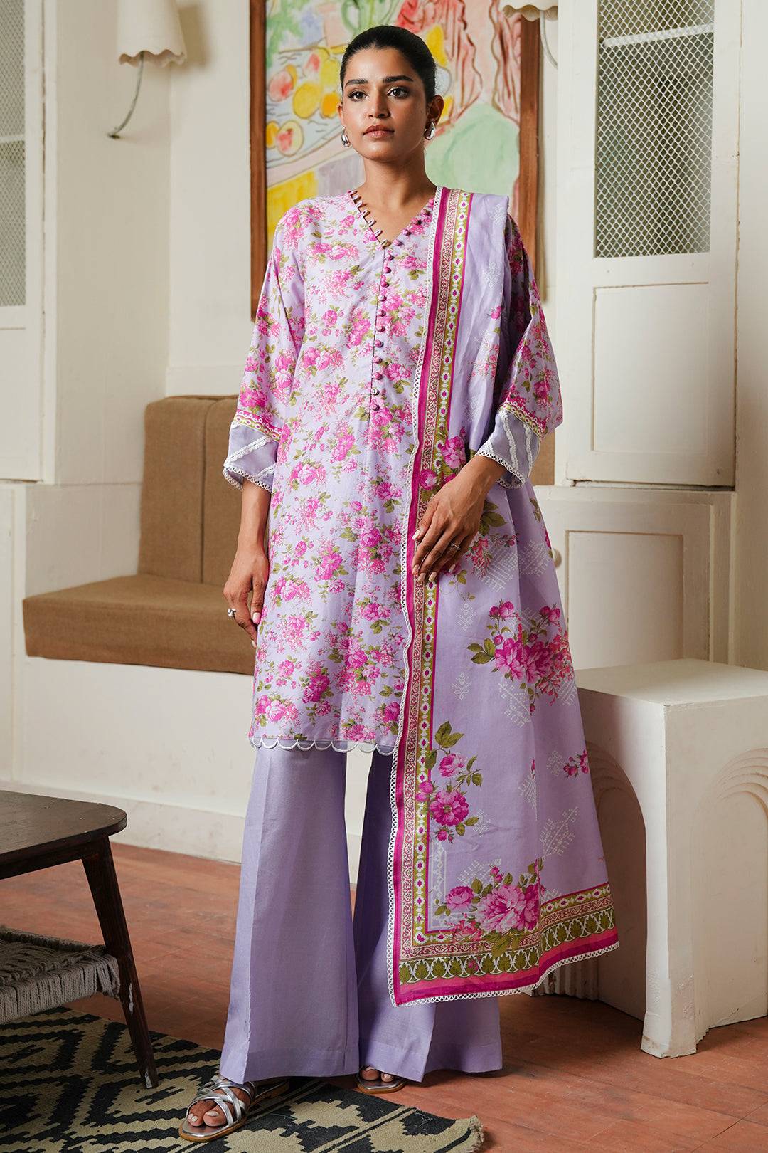 Zellbury | Unstitched 3 Piece Cambric | Shirt Shalwar Dupatta - 0047 by Maria Faisal - Registered Vendor of : Zellbury Women - type : Essential Unstitched - 100% original wedding dresses