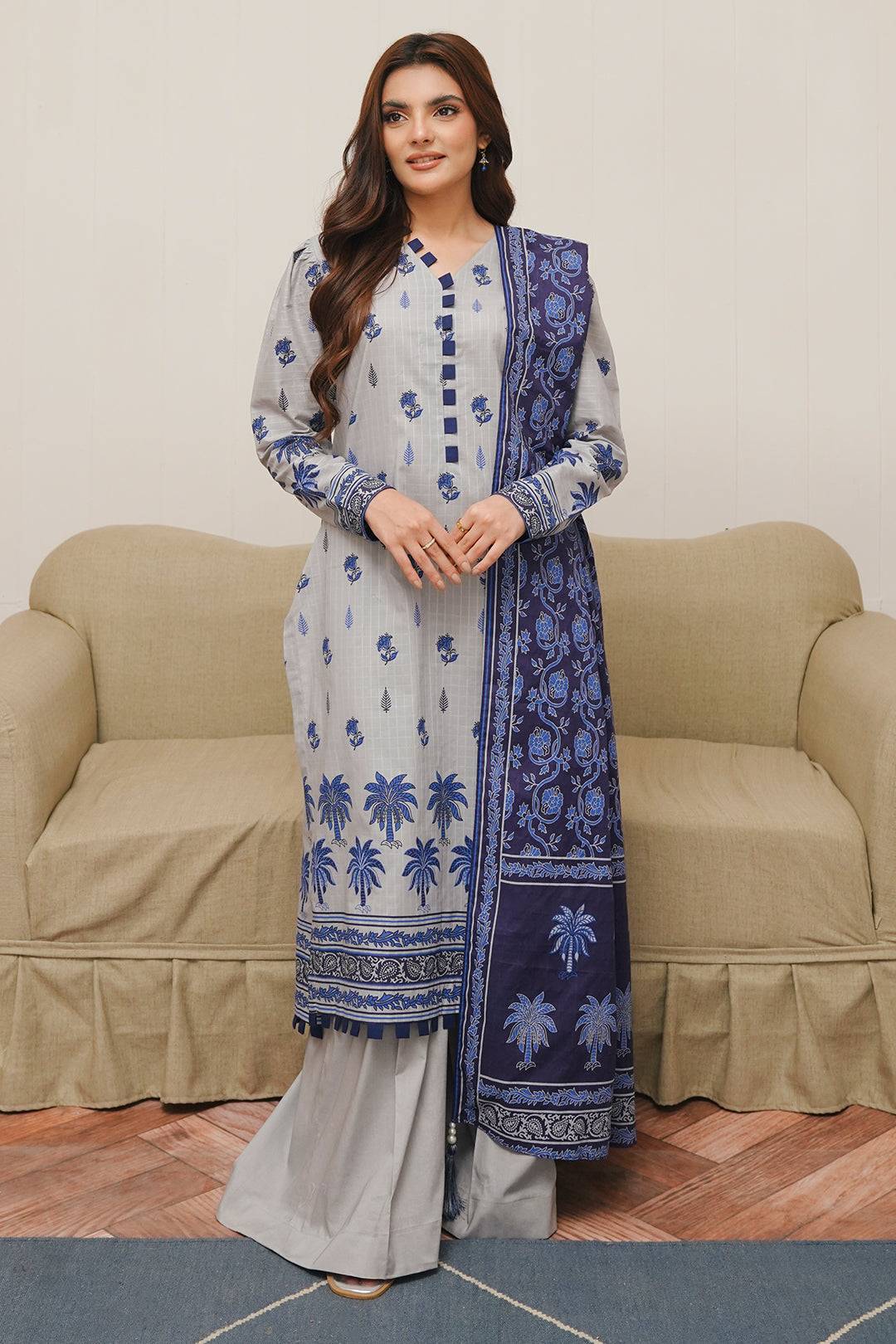Zellbury | Unstitched 3 Piece Cambric | Shirt Shalwar Dupatta - 0056 by Maria Faisal - Registered Vendor of : Zellbury Women - type : Essential Unstitched - 100% original wedding dresses