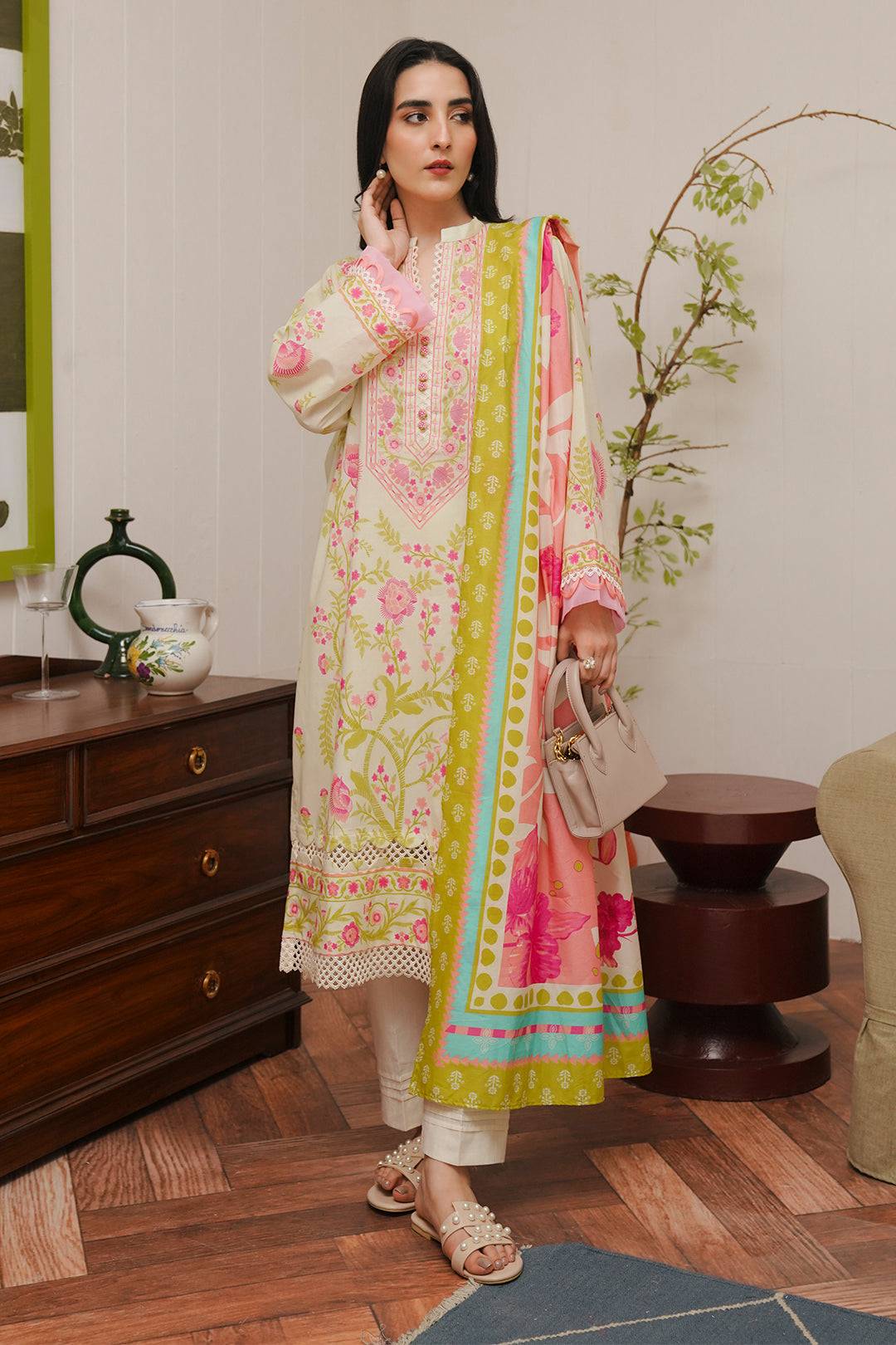 Zellbury | Unstitched 3 Piece Cambric | Shirt Shalwar Dupatta - 0057 by Maria Faisal - Registered Vendor of : Zellbury Women - type : Essential Unstitched - 100% original wedding dresses
