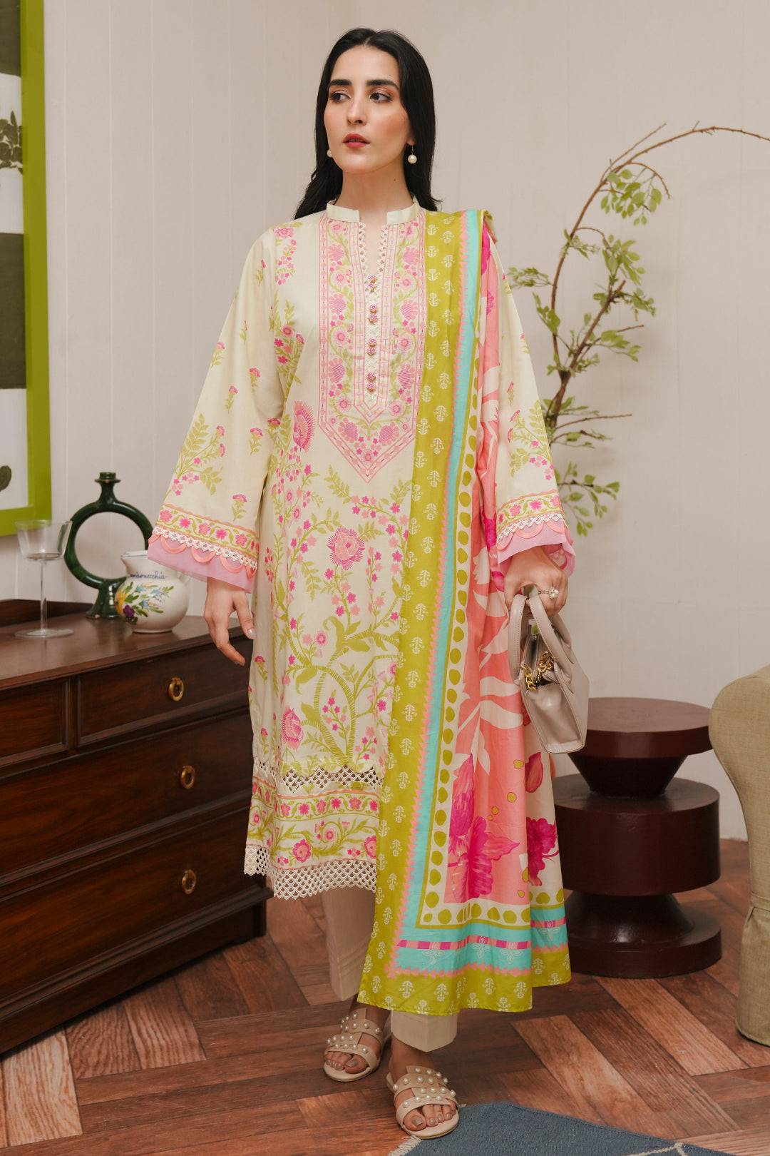 Zellbury | Unstitched 3 Piece Cambric | Shirt Shalwar Dupatta - 0057 by Maria Faisal - Registered Vendor of : Zellbury Women - type : Essential Unstitched - 100% original wedding dresses