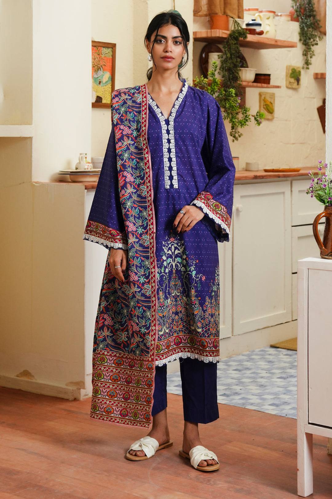 Zellbury | Unstitched 3 Piece Cambric | Shirt Shalwar Dupatta - 0121 by Maria Faisal - Registered Vendor of : Zellbury Women - type : Essential Unstitched - 100% original wedding dresses
