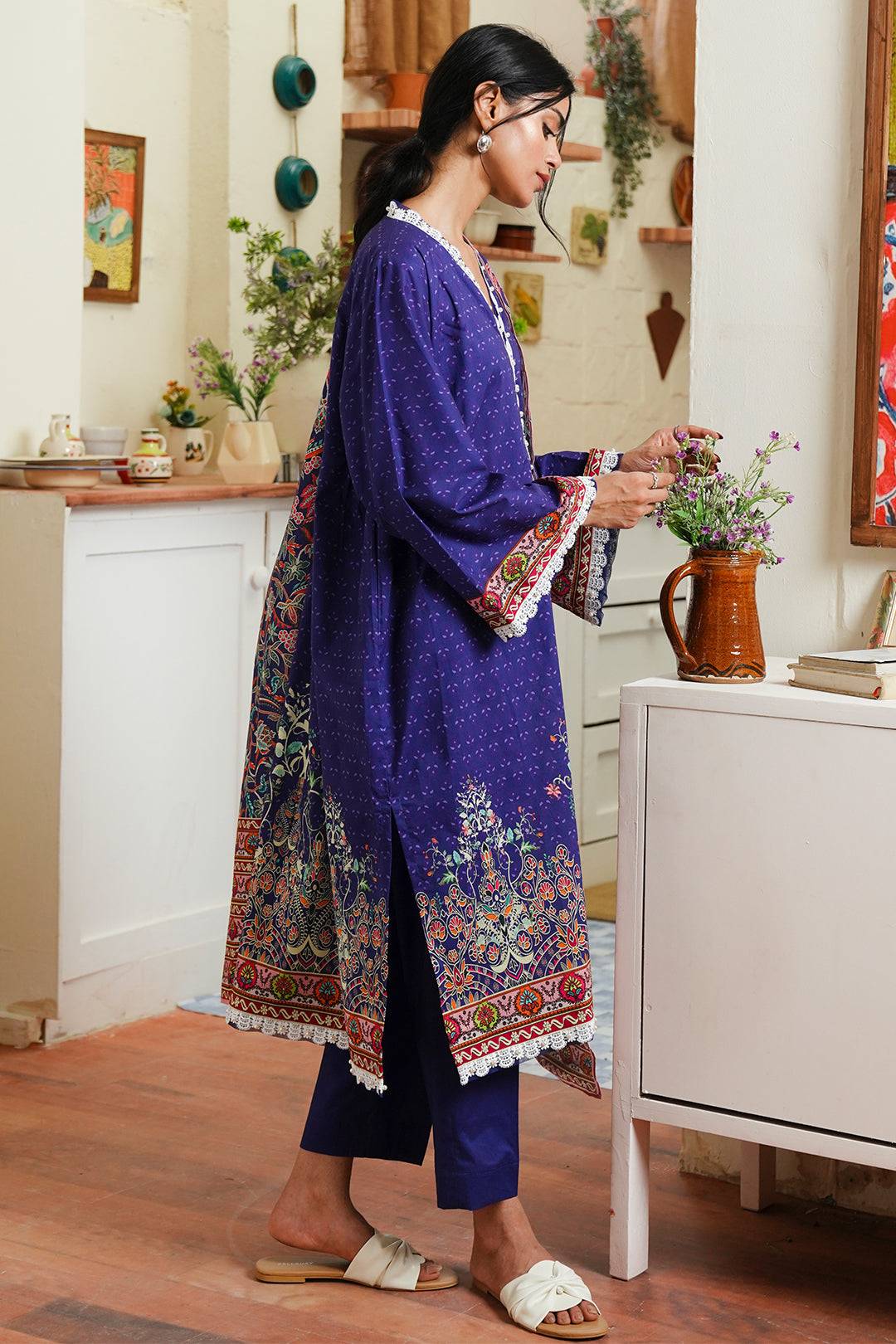 Zellbury | Unstitched 3 Piece Cambric | Shirt Shalwar Dupatta - 0121 by Maria Faisal - Registered Vendor of : Zellbury Women - type : Essential Unstitched - 100% original wedding dresses
