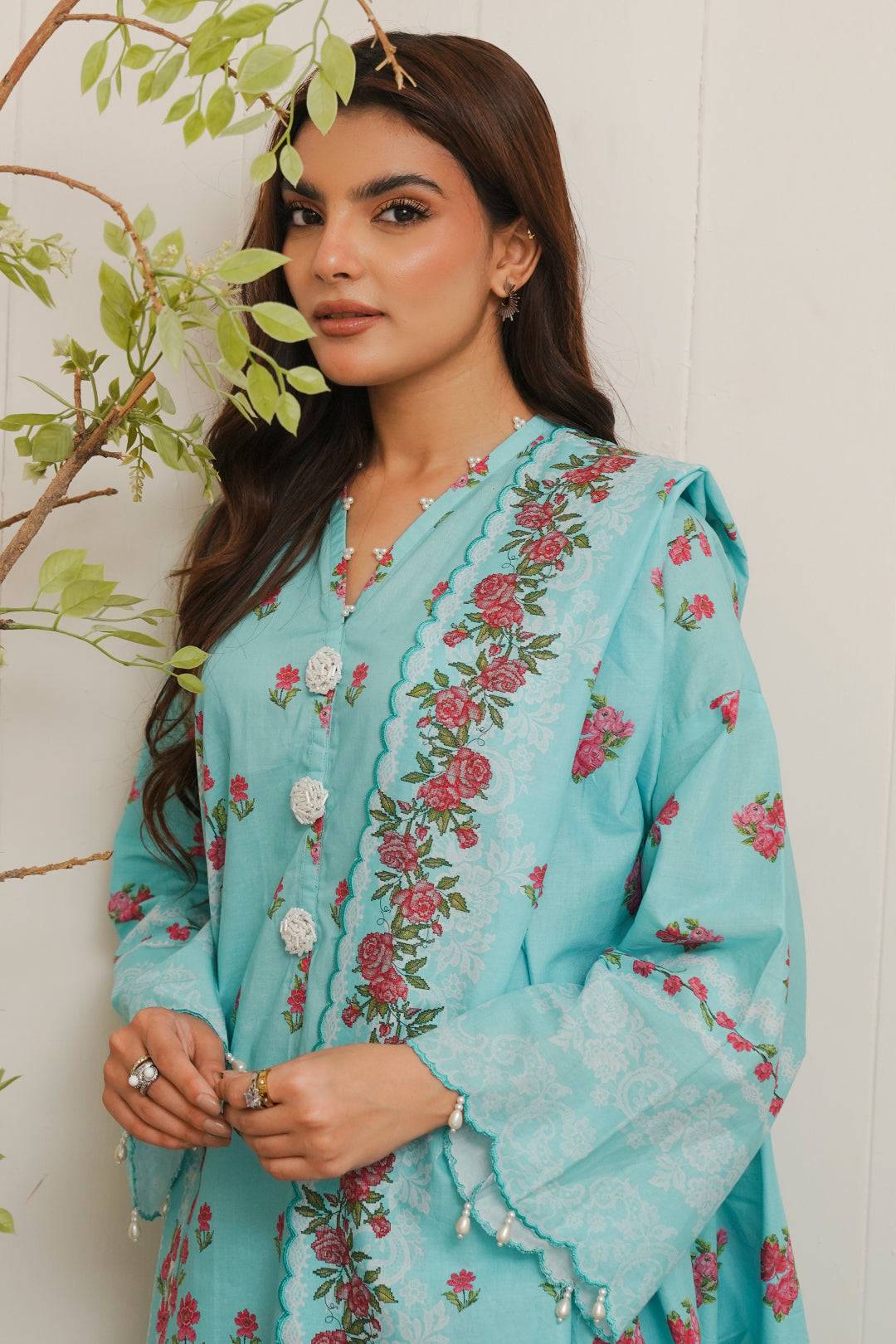 Zellbury | Unstitched 3 Piece Cambric | Shirt Shalwar Dupatta - 0122 by Maria Faisal - Registered Vendor of : Zellbury Women - type : Essential Unstitched - 100% original wedding dresses