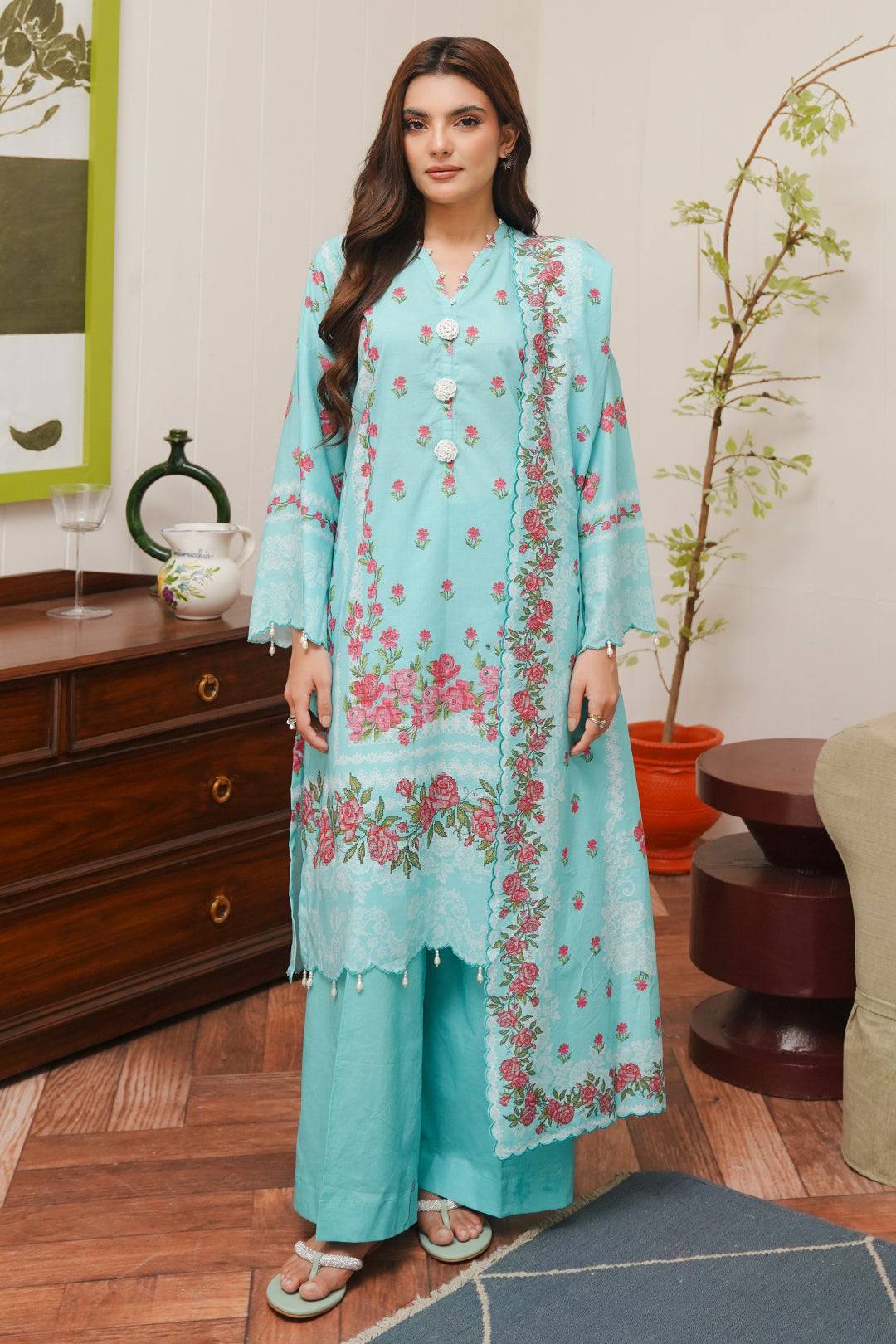 Zellbury | Unstitched 3 Piece Cambric | Shirt Shalwar Dupatta - 0122 by Maria Faisal - Registered Vendor of : Zellbury Women - type : Essential Unstitched - 100% original wedding dresses