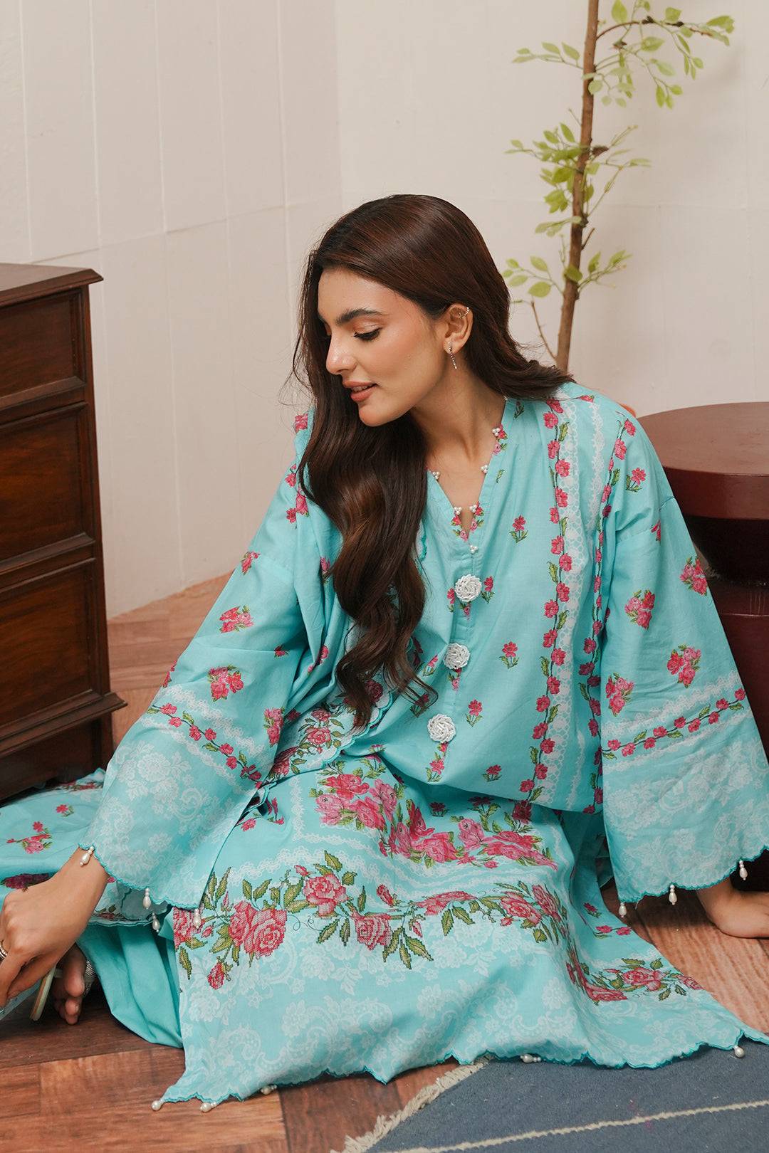 Zellbury | Unstitched 3 Piece Cambric | Shirt Shalwar Dupatta - 0122 by Maria Faisal - Registered Vendor of : Zellbury Women - type : Essential Unstitched - 100% original wedding dresses