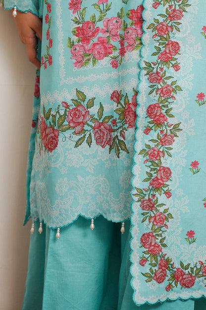 Zellbury | Unstitched 3 Piece Cambric | Shirt Shalwar Dupatta - 0122 by Maria Faisal - Registered Vendor of : Zellbury Women - type : Essential Unstitched - 100% original wedding dresses