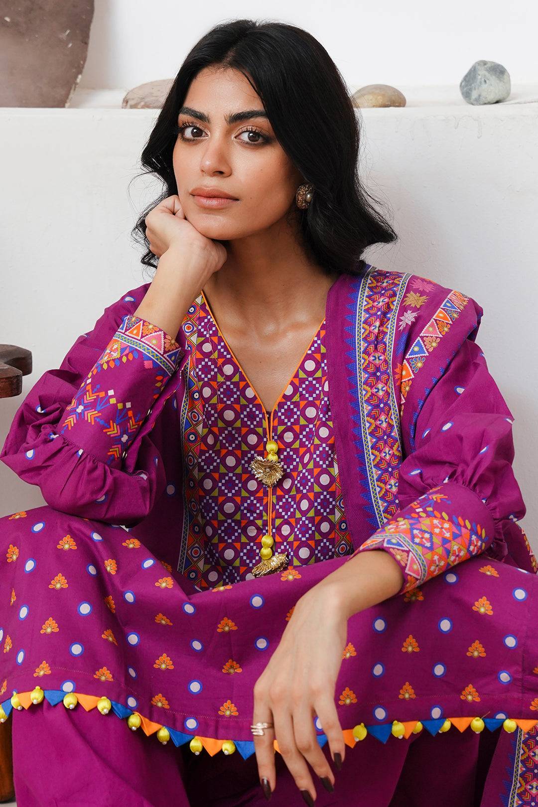 Zellbury | Unstitched 3 Piece Cambric | Shirt Shalwar Dupatta - 0124 by Maria Faisal - Registered Vendor of : Zellbury Women - type : Essential Unstitched - 100% original wedding dresses
