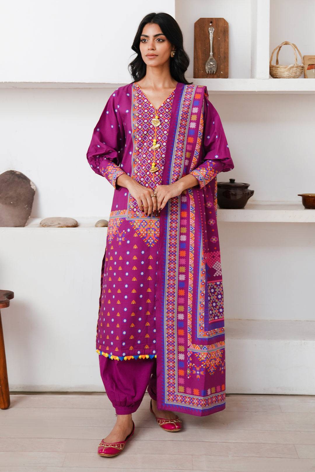 Zellbury | Unstitched 3 Piece Cambric | Shirt Shalwar Dupatta - 0124 by Maria Faisal - Registered Vendor of : Zellbury Women - type : Essential Unstitched - 100% original wedding dresses