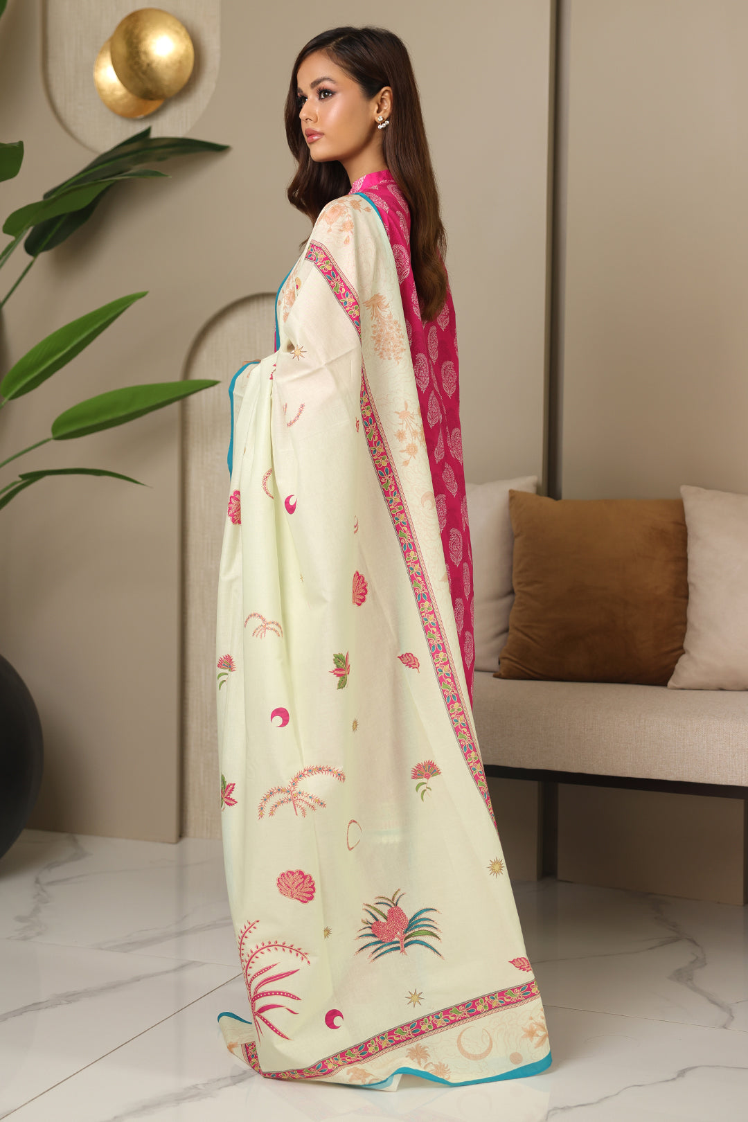 Zellbury | Unstitched 3 Piece Cambric | Shirt Shalwar Dupatta - 0129 by Maria Faisal - Registered Vendor of : Zellbury Women - type : Essential Unstitched - 100% original wedding dresses