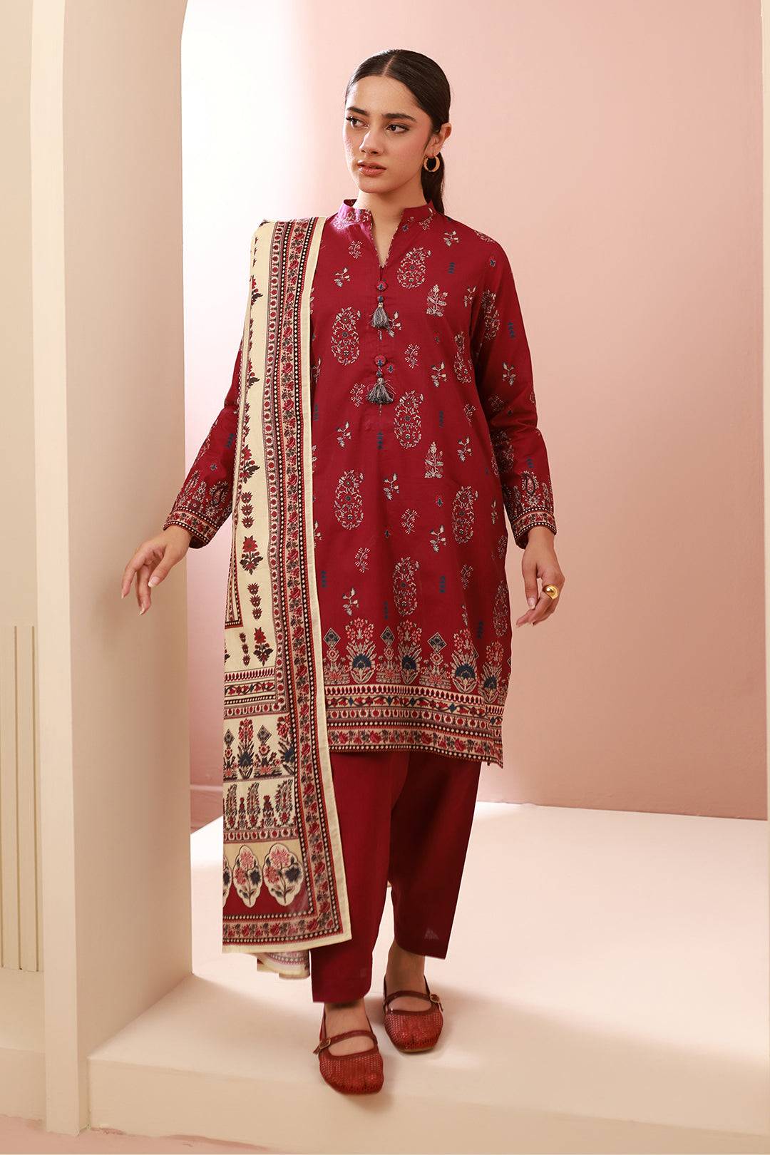 Zellbury | Unstitched 3 Piece Cambric | Shirt Shalwar Dupatta - 0625 by Maria Faisal - Registered Vendor of : Zellbury Women - type : Essential Unstitched - 100% original wedding dresses