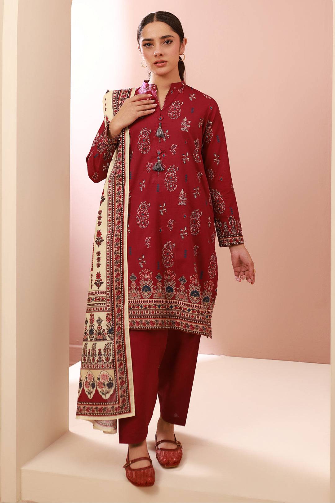 Zellbury | Unstitched 3 Piece Cambric | Shirt Shalwar Dupatta - 0625 by Maria Faisal - Registered Vendor of : Zellbury Women - type : Essential Unstitched - 100% original wedding dresses