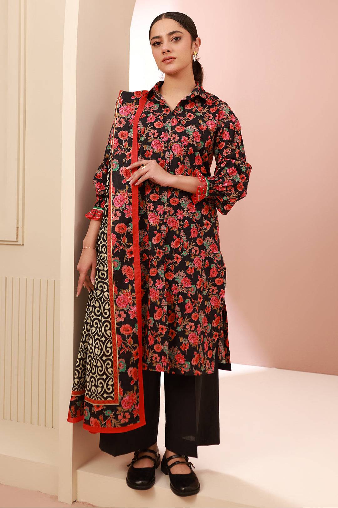 Zellbury | Unstitched 3 Piece Cambric | Shirt Shalwar Dupatta - 0636 by Maria Faisal - Registered Vendor of : Zellbury Women - type : Essential Unstitched - 100% original wedding dresses