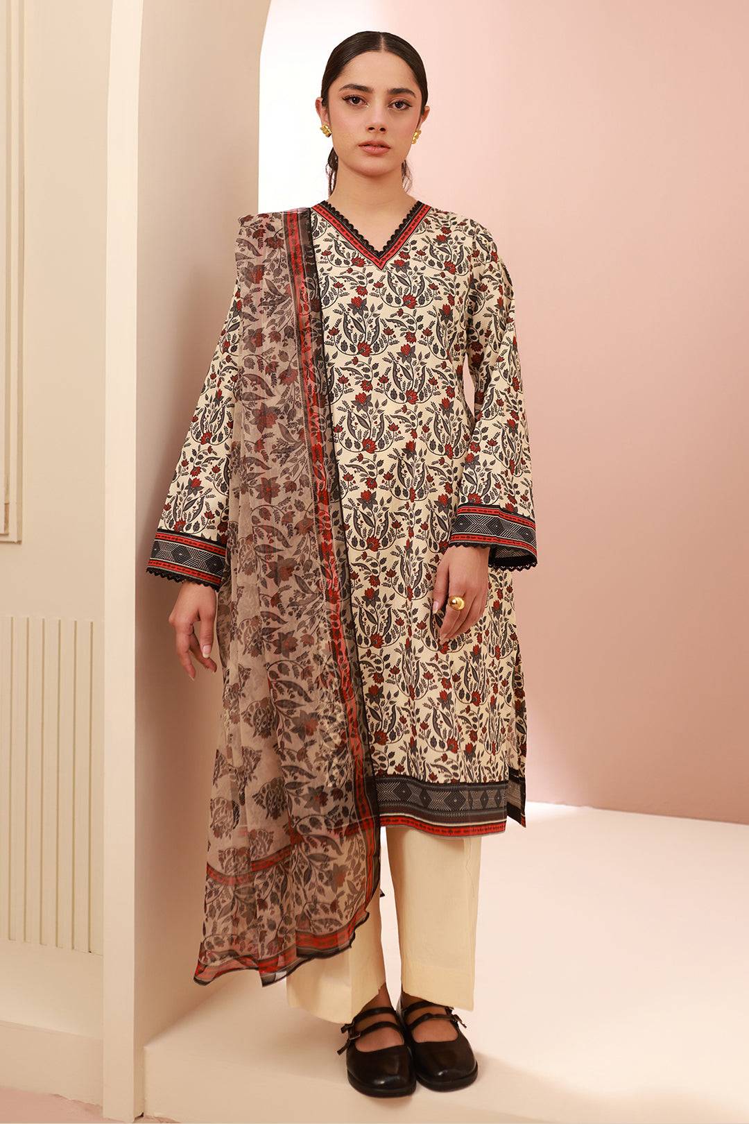 Zellbury | Unstitched 3 Piece Cambric | Shirt Shalwar Dupatta - 0658 by Maria Faisal - Registered Vendor of : Zellbury Women - type : Essential Unstitched - 100% original wedding dresses