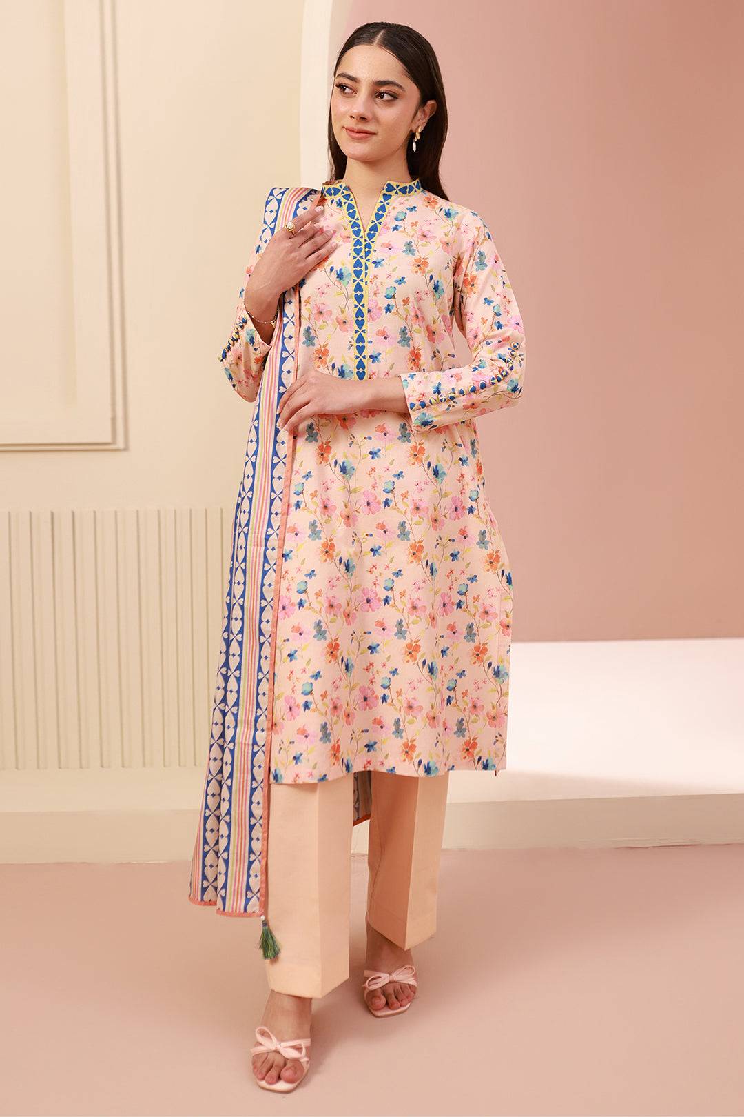 Zellbury | Unstitched 3 Piece Cambric | Shirt Shalwar Dupatta - 0664 by Maria Faisal - Registered Vendor of : Zellbury Women - type : Essential Unstitched - 100% original wedding dresses