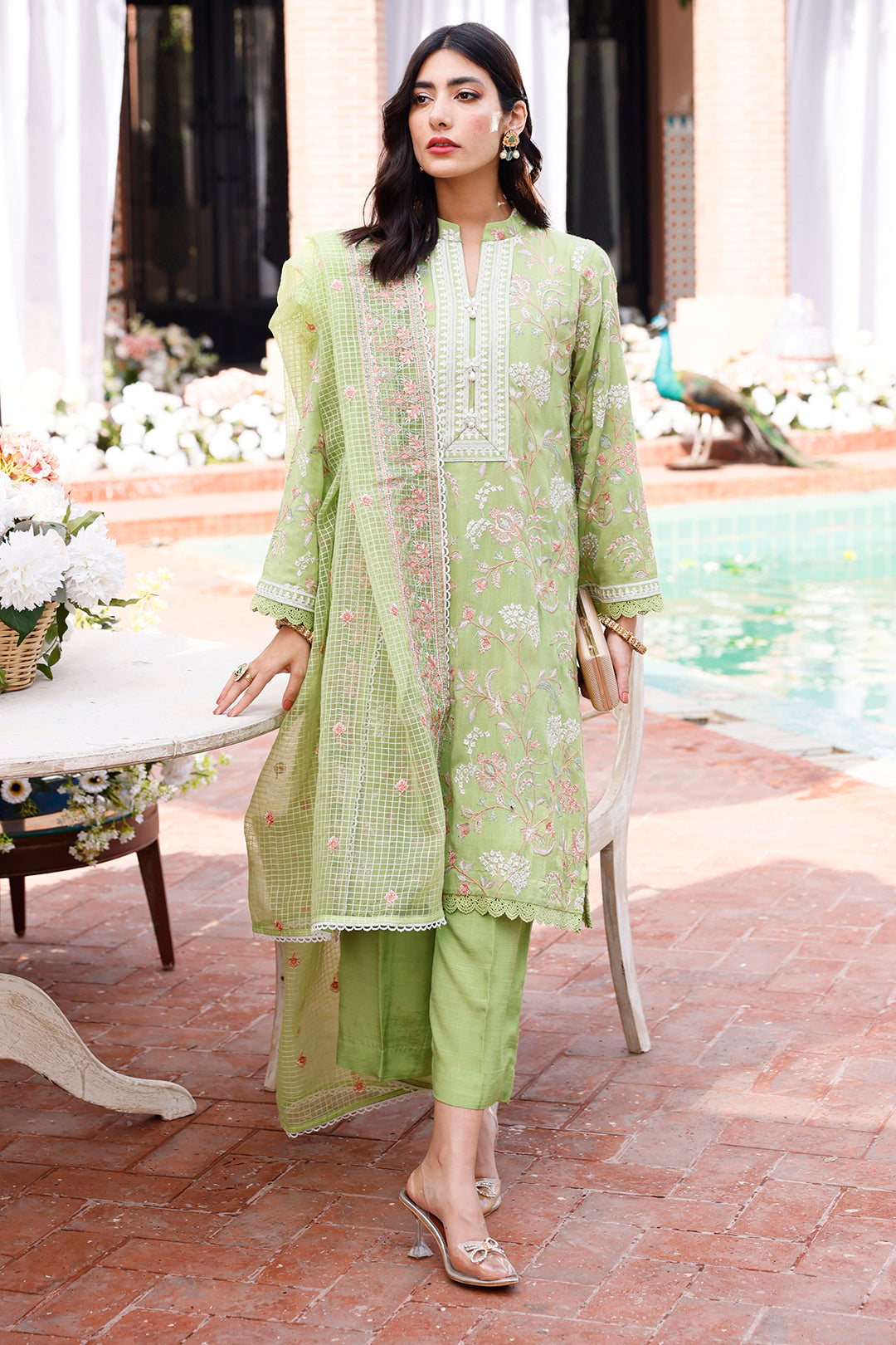 Zellbury | Unstitched 3 Piece Cotton | Embroidered Shirt Shalwar Dupatta - 0290