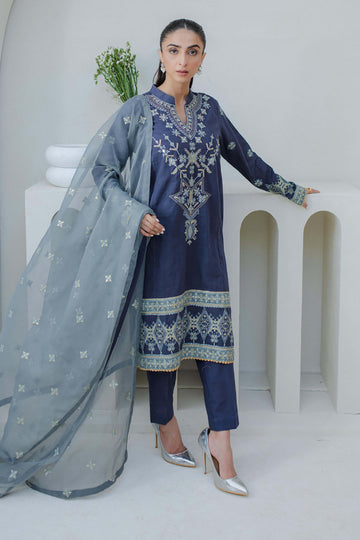 Zellbury | Unstitched 3 Piece Purple | Embroidered Shirt Shalwar Dupatta - 0300 - Designer Dress with Intricate embroidery and embellishments. Shop elegent wedding dress at Maria Faisal.