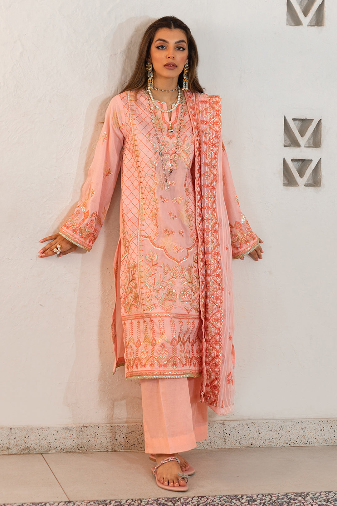 Zellbury | Unstitched 3 Piece Lawn | Embroidered Shirt Shalwar Dupatta - 0324 - Designer Dress with Intricate embroidery and embellishments. Shop elegent wedding dress at Maria Faisal.