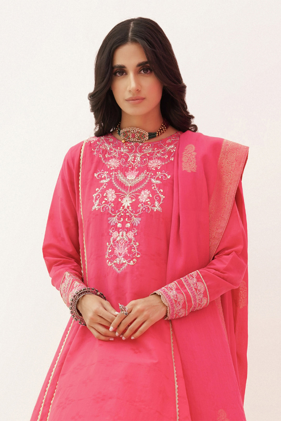 Zellbury | Unstitched 3 Piece Lawn | Embroidered Shirt Shalwar Dupatta - 0351 - Designer Dress with Intricate embroidery and embellishments. Shop elegent wedding dress at Maria Faisal.
