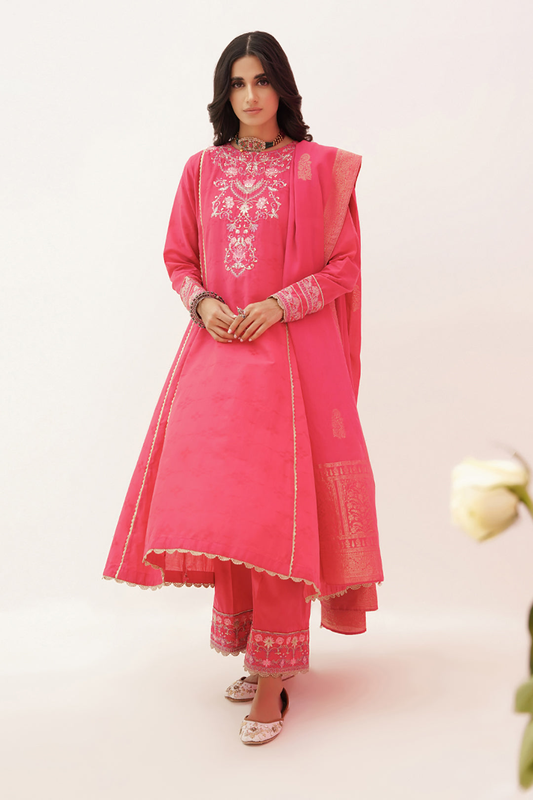 Zellbury | Unstitched 3 Piece Lawn | Embroidered Shirt Shalwar Dupatta - 0351 - Designer Dress with Intricate embroidery and embellishments. Shop elegent wedding dress at Maria Faisal.