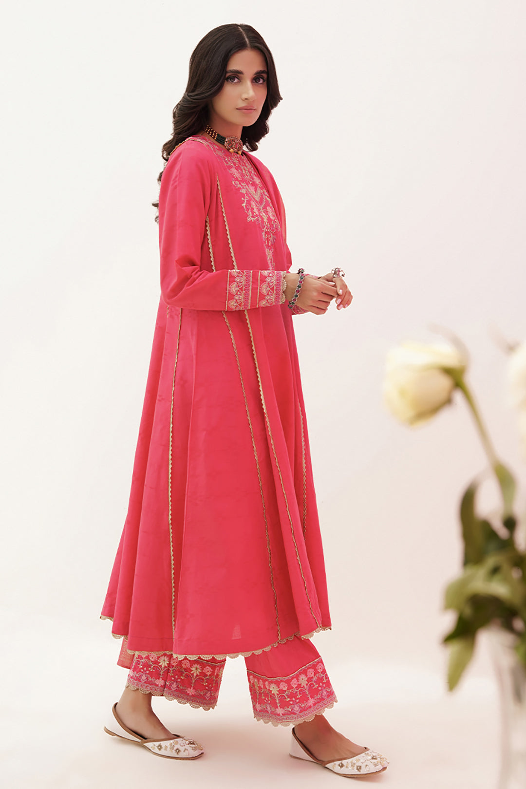 Zellbury | Unstitched 3 Piece Lawn | Embroidered Shirt Shalwar Dupatta - 0351 - Designer Dress with Intricate embroidery and embellishments. Shop elegent wedding dress at Maria Faisal.