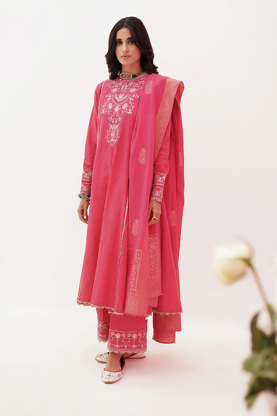 Zellbury | Unstitched 3 Piece Lawn | Embroidered Shirt Shalwar Dupatta - 0351 - Designer Dress with Intricate embroidery and embellishments. Shop elegent wedding dress at Maria Faisal.