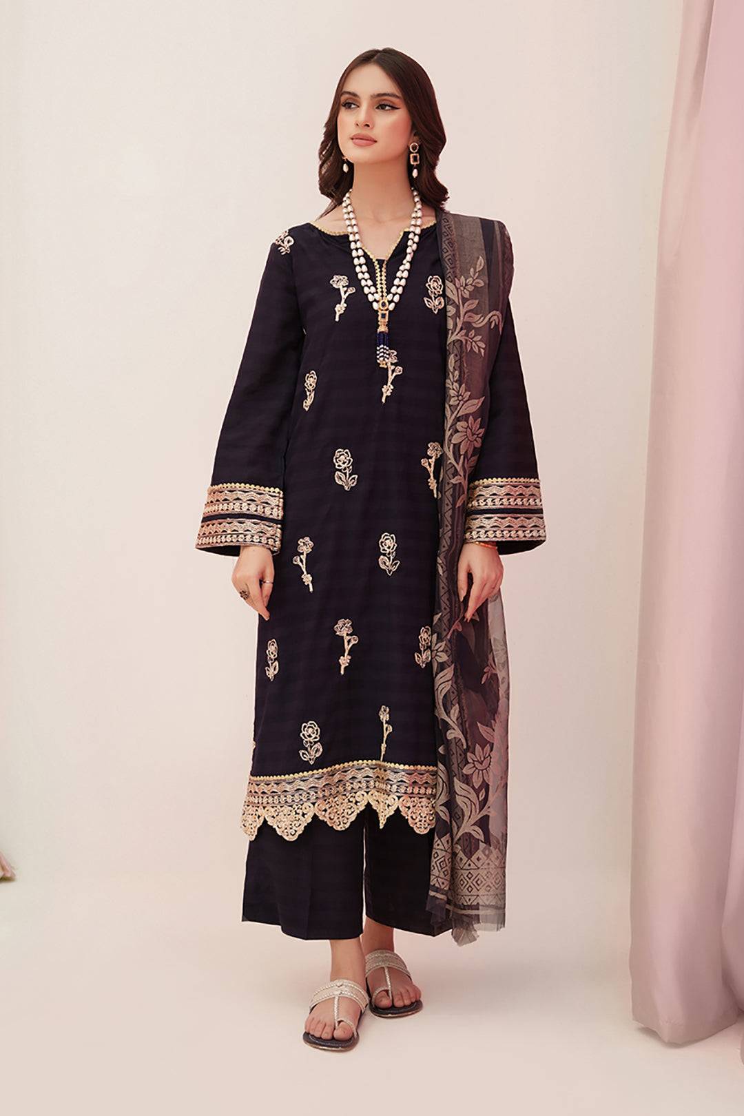 Zellbury | Unstitched 3 Piece Lawn | Embroidered Shirt Shalwar Dupatta - 0355 by Maria Faisal - Registered Vendor of : Zellbury Women - type : Luxury Unstitch - 100% original wedding dresses