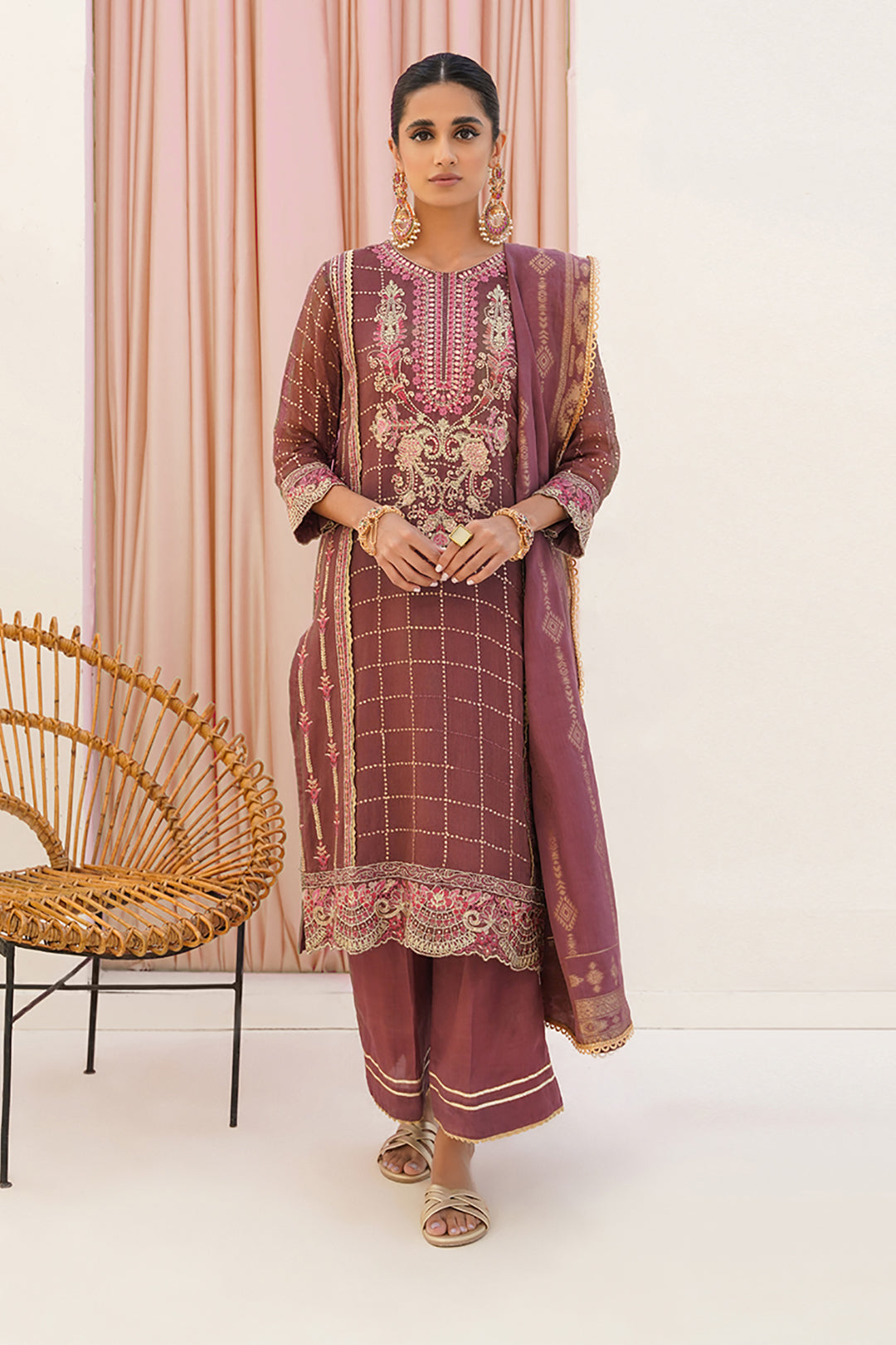 Zellbury | Unstitched 3 Piece Khaddi | Embroidered Shirt Shalwar Dupatta - 0356 - Designer Dress with Intricate embroidery and embellishments. Shop elegent wedding dress at Maria Faisal.