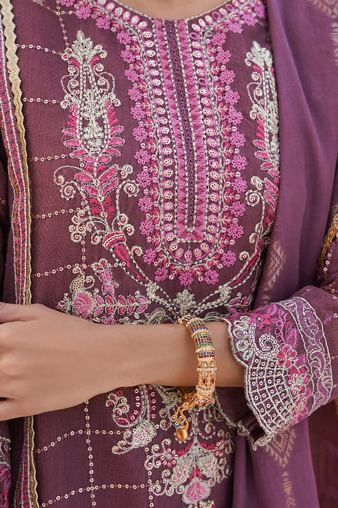 Zellbury | Unstitched 3 Piece Khaddi | Embroidered Shirt Shalwar Dupatta - 0356 - Designer Dress with Intricate embroidery and embellishments. Shop elegent wedding dress at Maria Faisal.