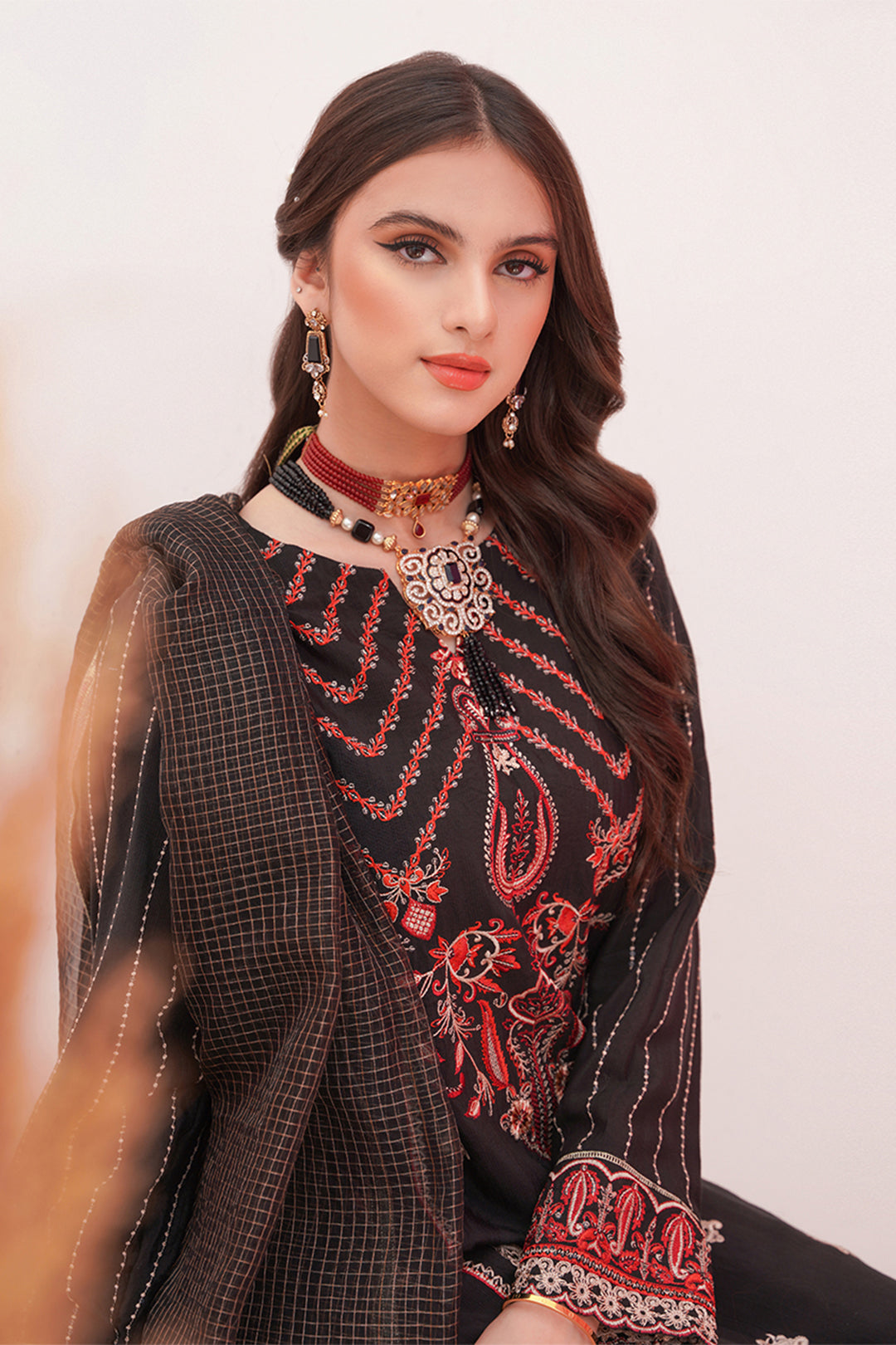 Zellbury | Unstitched 3 Piece Raw Silk | Embroidered Shirt Shalwar Dupatta - 0357 - Designer Dress with Intricate embroidery and embellishments. Shop elegent wedding dress at Maria Faisal.