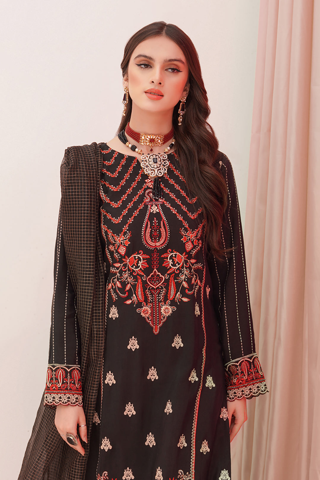 Zellbury | Unstitched 3 Piece Raw Silk | Embroidered Shirt Shalwar Dupatta - 0357 - Designer Dress with Intricate embroidery and embellishments. Shop elegent wedding dress at Maria Faisal.
