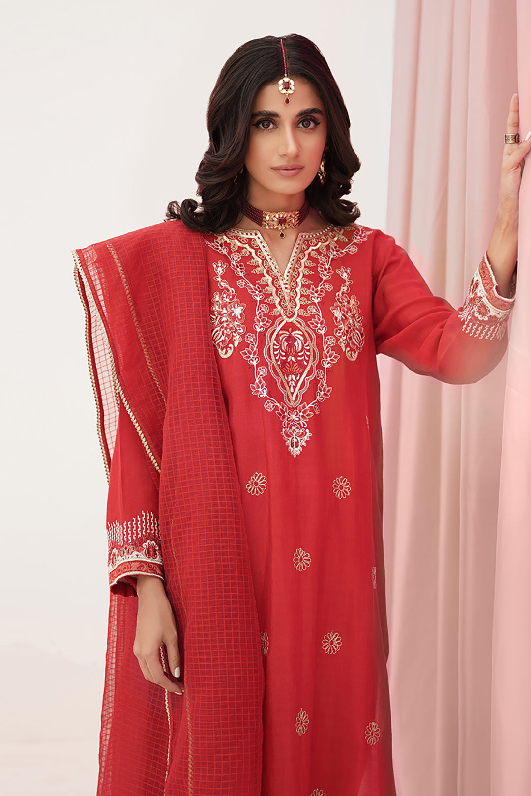 Zellbury | Unstitched 3 Piece Raw Silk | Embroidered Shirt Shalwar Dupatta - 0358 - Designer Dress with Intricate embroidery and embellishments. Shop elegent wedding dress at Maria Faisal.
