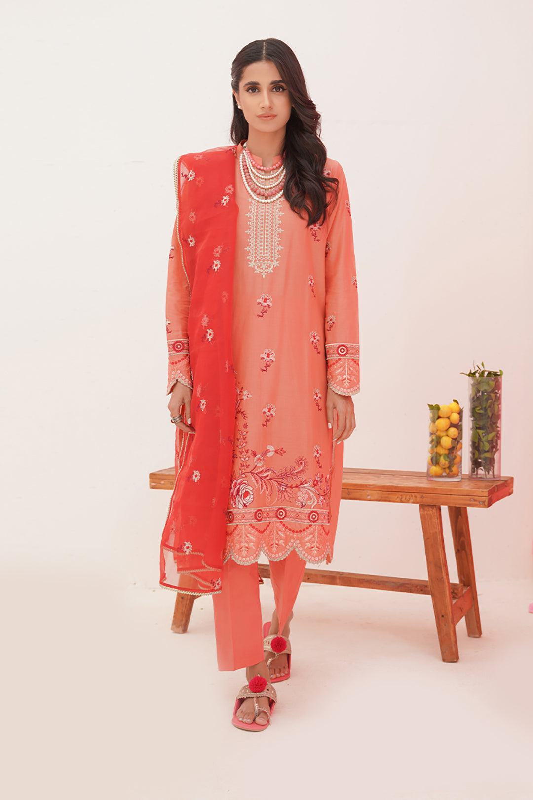 Zellbury | Unstitched 3 Piece Lawn | Embroidered Shirt Shalwar Dupatta - 0365 - Designer Dress with Intricate embroidery and embellishments. Shop elegent wedding dress at Maria Faisal.