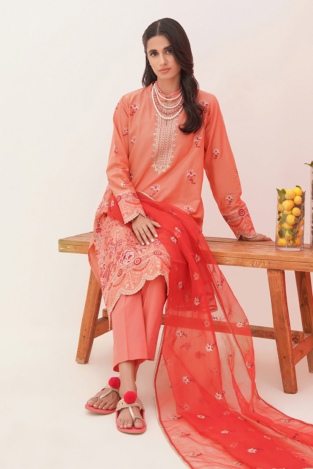 Zellbury | Unstitched 3 Piece Lawn | Embroidered Shirt Shalwar Dupatta - 0365 - Designer Dress with Intricate embroidery and embellishments. Shop elegent wedding dress at Maria Faisal.
