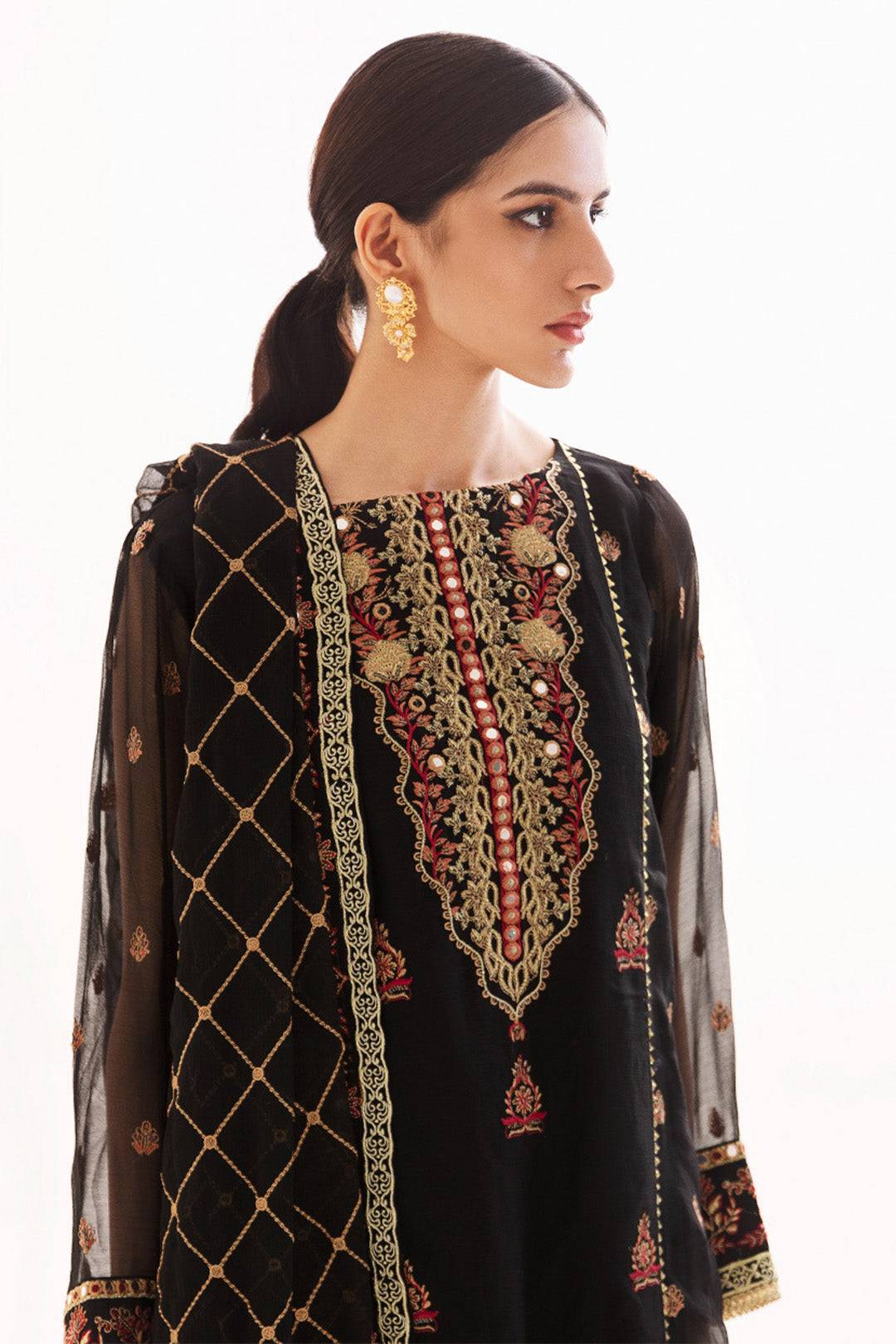 Zellbury | Unstitched 3 Piece Chiffon | Embroidered Shirt Shalwar Dupatta - 0293 by Maria Faisal - Registered Vendor of : Zellbury Women - type : Luxury Unstitch - 100% original wedding dresses