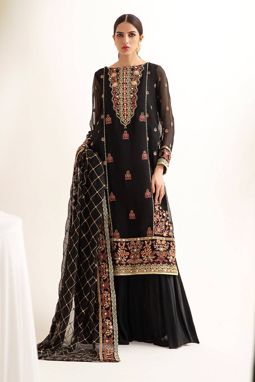 Zellbury | Unstitched 3 Piece Chiffon | Embroidered Shirt Shalwar Dupatta - 0293 by Maria Faisal - Registered Vendor of : Zellbury Women - type : Luxury Unstitch - 100% original wedding dresses