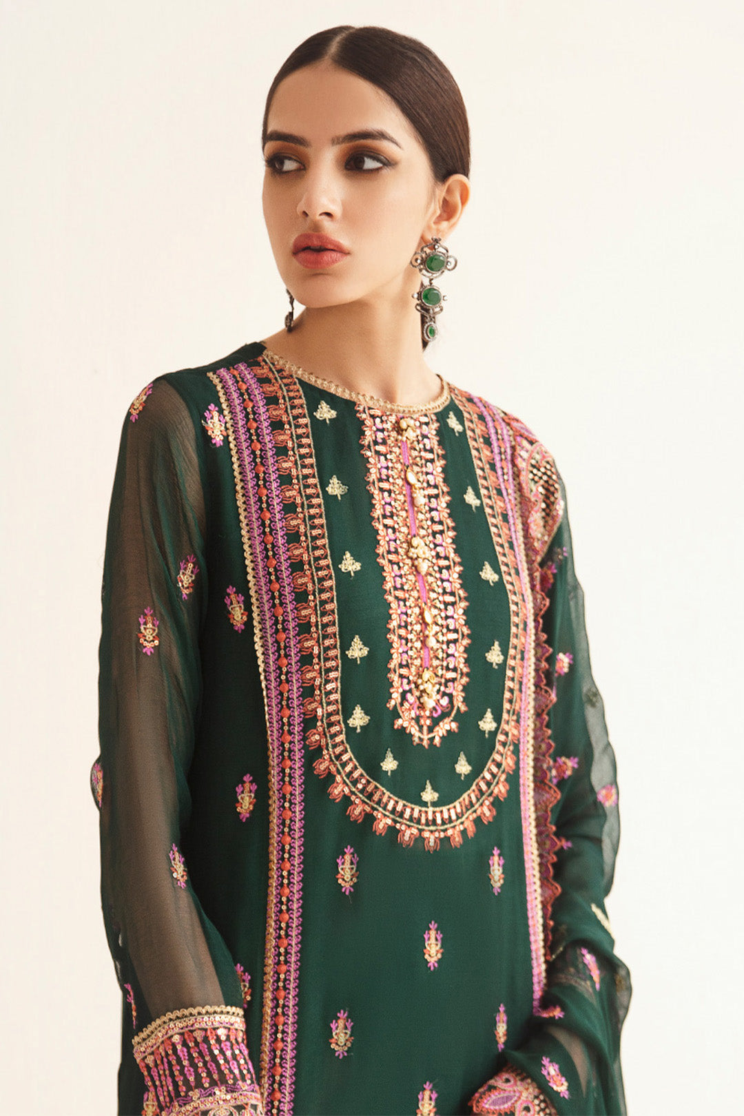 Zellbury | Unstitched 3 Piece | Embroidered Shirt Shalwar Dupatta - 0294 - Designer Dress with Intricate embroidery and embellishments. Shop elegent wedding dress at Maria Faisal.