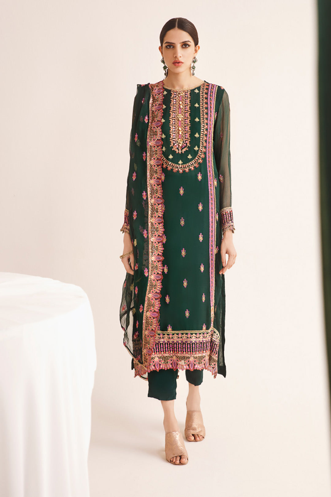 Zellbury | Unstitched 3 Piece | Embroidered Shirt Shalwar Dupatta - 0294 - Designer Dress with Intricate embroidery and embellishments. Shop elegent wedding dress at Maria Faisal.