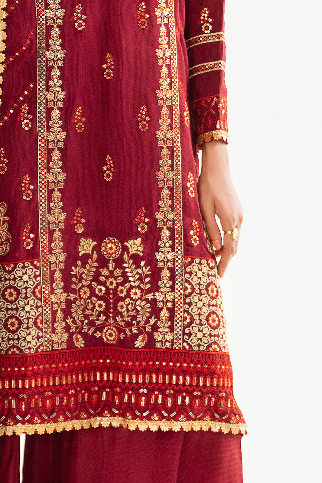 Zellbury | Unstitched 3 Piece Raw Silk | Embroidered Shirt Shalwar Dupatta - 0297 - Designer Dress with Intricate embroidery and embellishments. Shop elegent wedding dress at Maria Faisal.