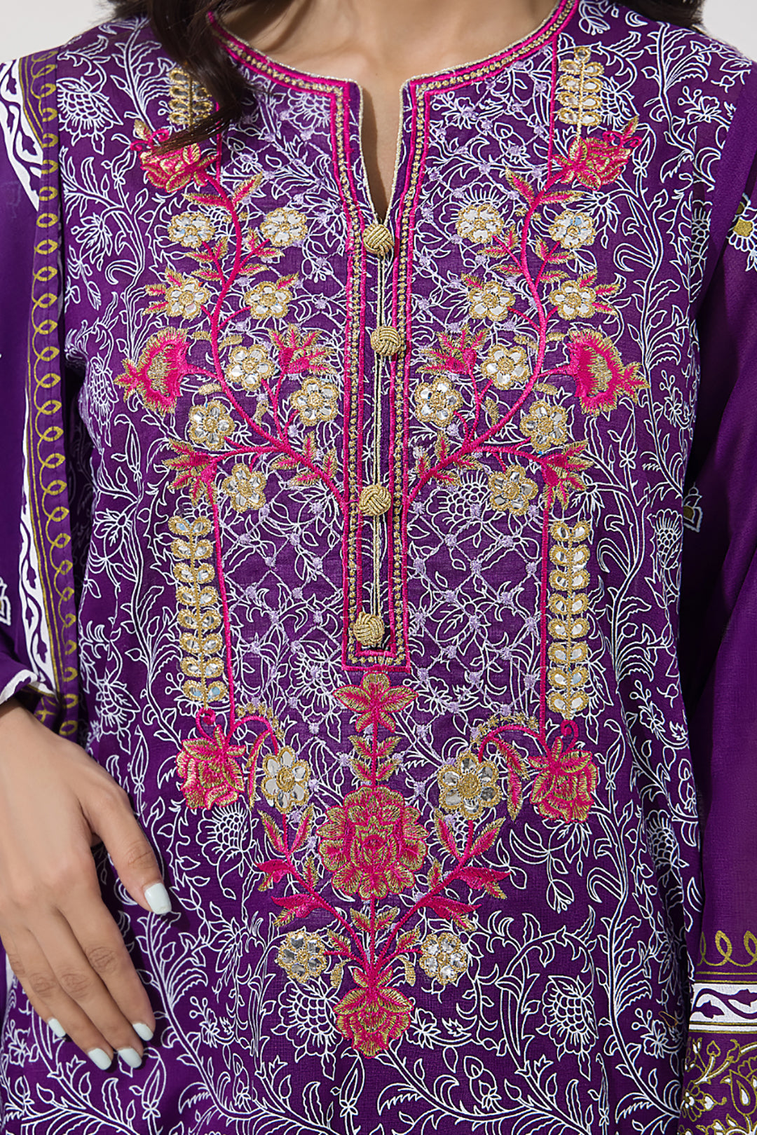 Zellbury | Unstitched 3 Piece Lawn | Embroidered Shirt Shalwar Dupatta - 0196 - Designer Dress with Intricate embroidery and embellishments. Shop elegent wedding dress at Maria Faisal.