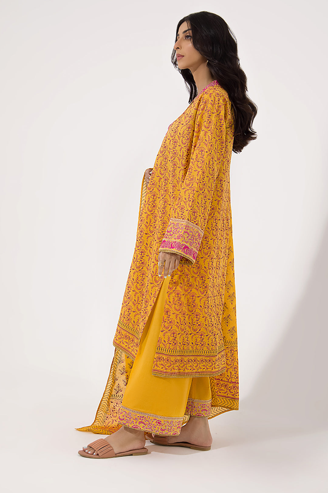 Zellbury | Unstitched 3 Piece Lawn | Embroidered Shirt Shalwar Dupatta - 0199 - Designer Dress with Intricate embroidery and embellishments. Shop elegent wedding dress at Maria Faisal.