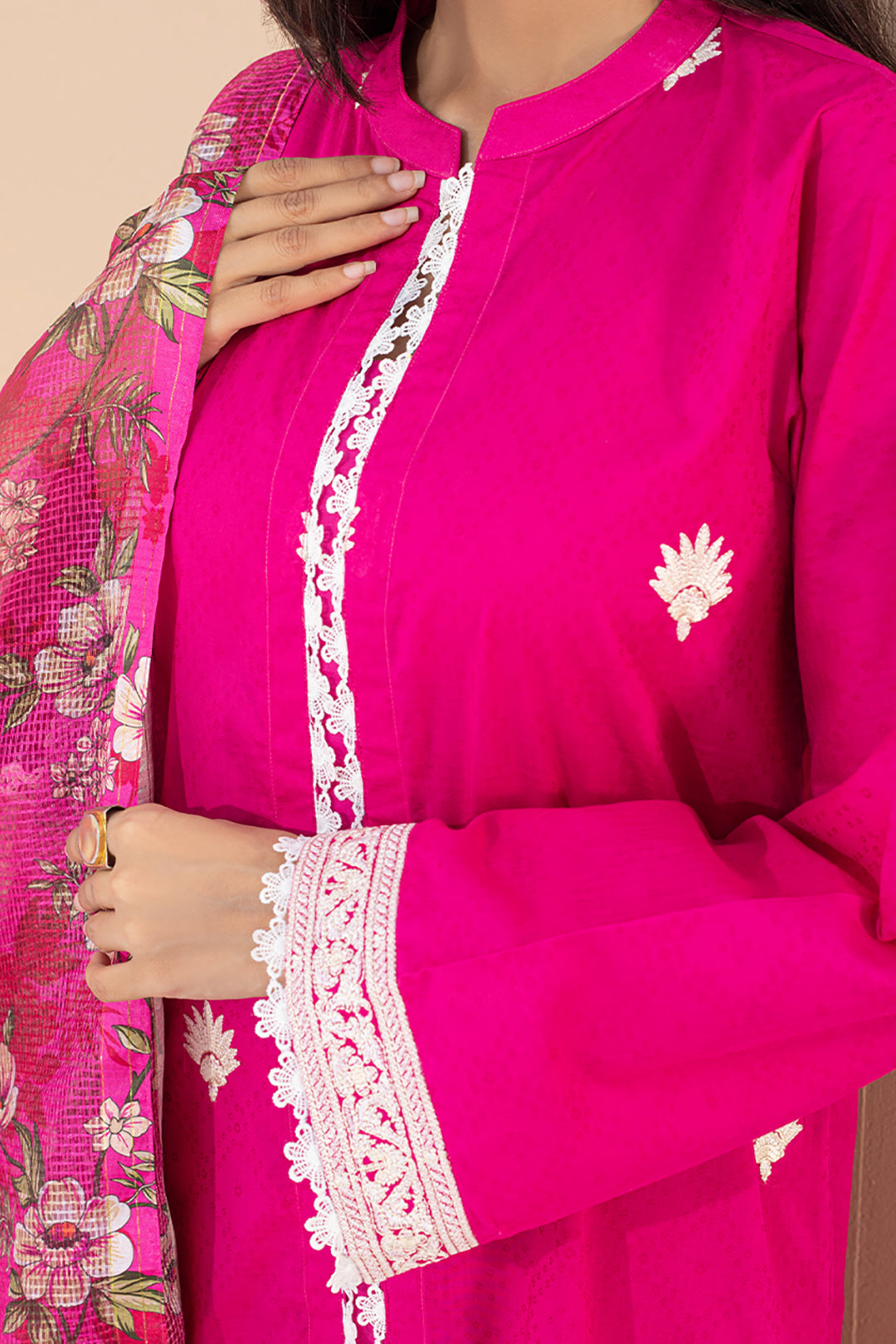 Zellbury | Unstitched 3 Piece Pink | Embroidered Shirt Shalwar Dupatta - 0365 - Designer Dress with Intricate embroidery and embellishments. Shop elegent wedding dress at Maria Faisal.