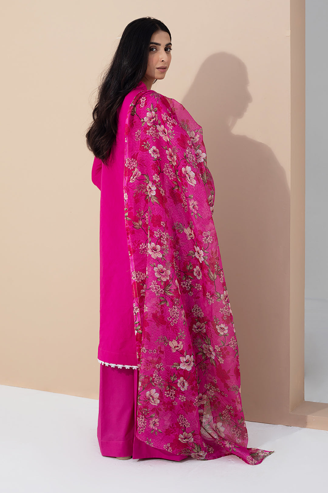 Zellbury | Unstitched 3 Piece Pink | Embroidered Shirt Shalwar Dupatta - 0365 - Designer Dress with Intricate embroidery and embellishments. Shop elegent wedding dress at Maria Faisal.