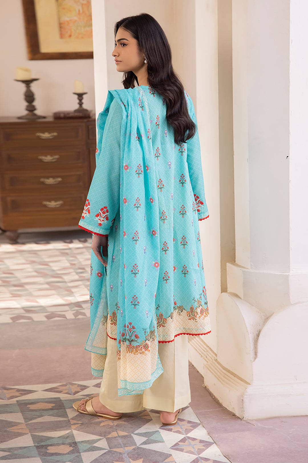 Zellbury | Unstitched 2 Piece Blue | Embroidered Shirt Dupatta - 1023 by Maria Faisal - Registered Vendor of : Zellbury Women - type : Essential Unstitched - 100% original wedding dresses