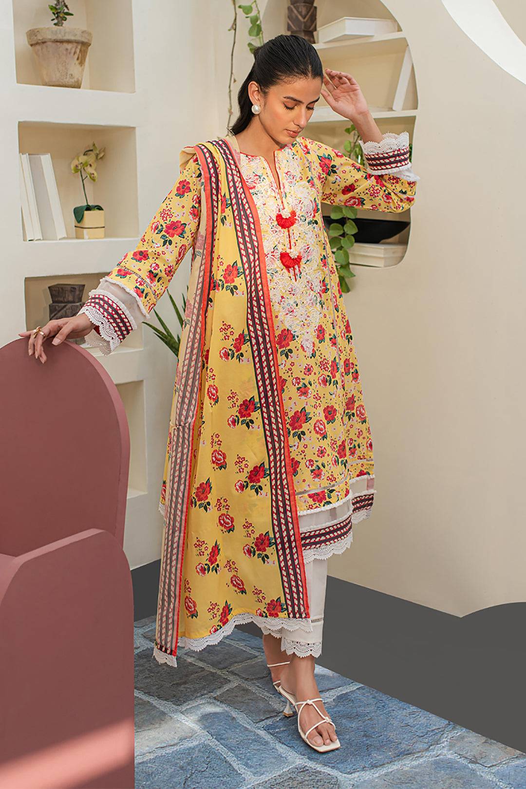 Zellbury | Unstitched 2 Piece Lawn | Embroidered Shirt Dupatta - 1168 by Maria Faisal - Registered Vendor of : Zellbury Women - type : Essential Unstitched - 100% original wedding dresses