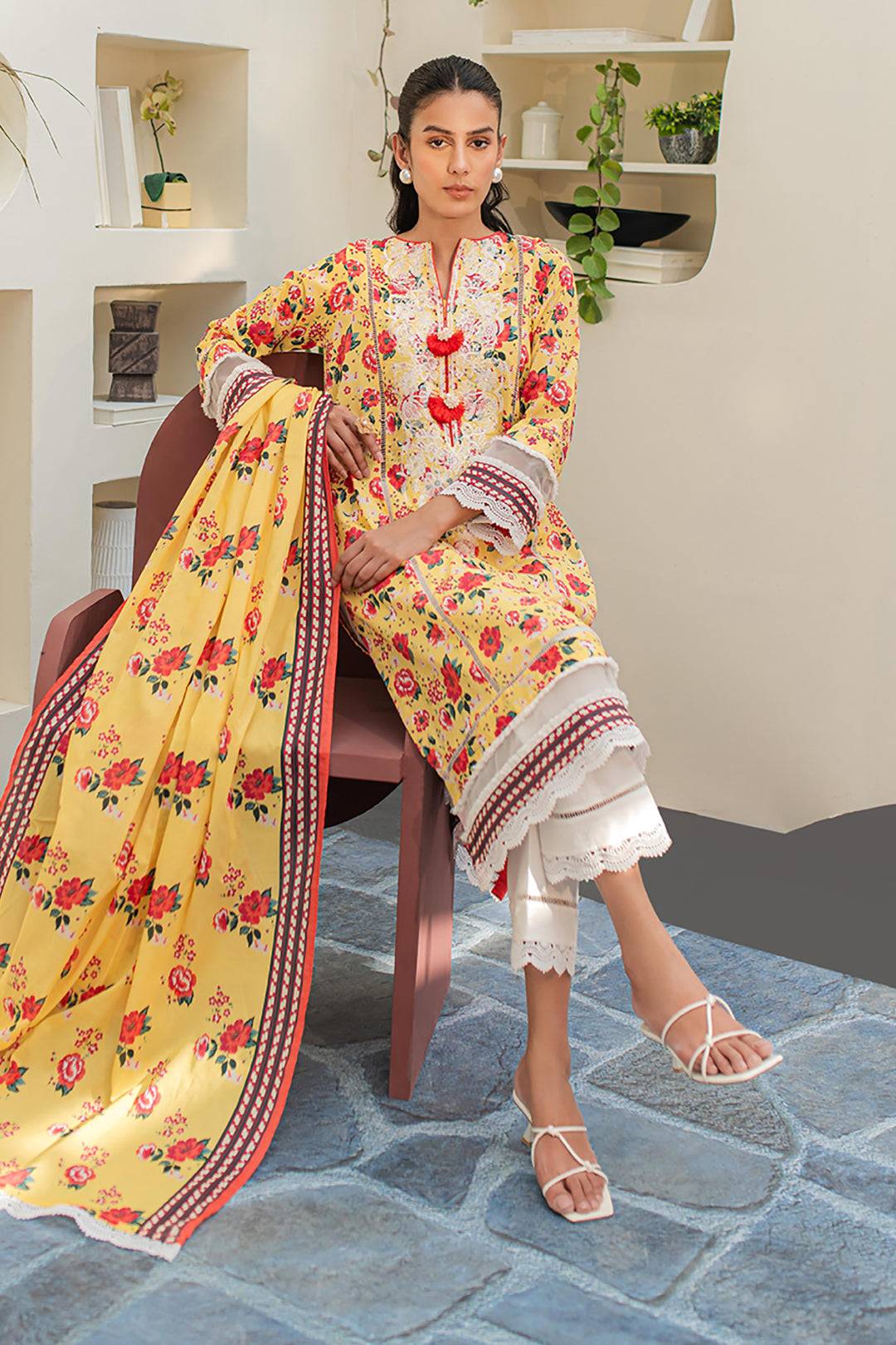 Zellbury | Unstitched 2 Piece Lawn | Embroidered Shirt Dupatta - 1168 by Maria Faisal - Registered Vendor of : Zellbury Women - type : Essential Unstitched - 100% original wedding dresses