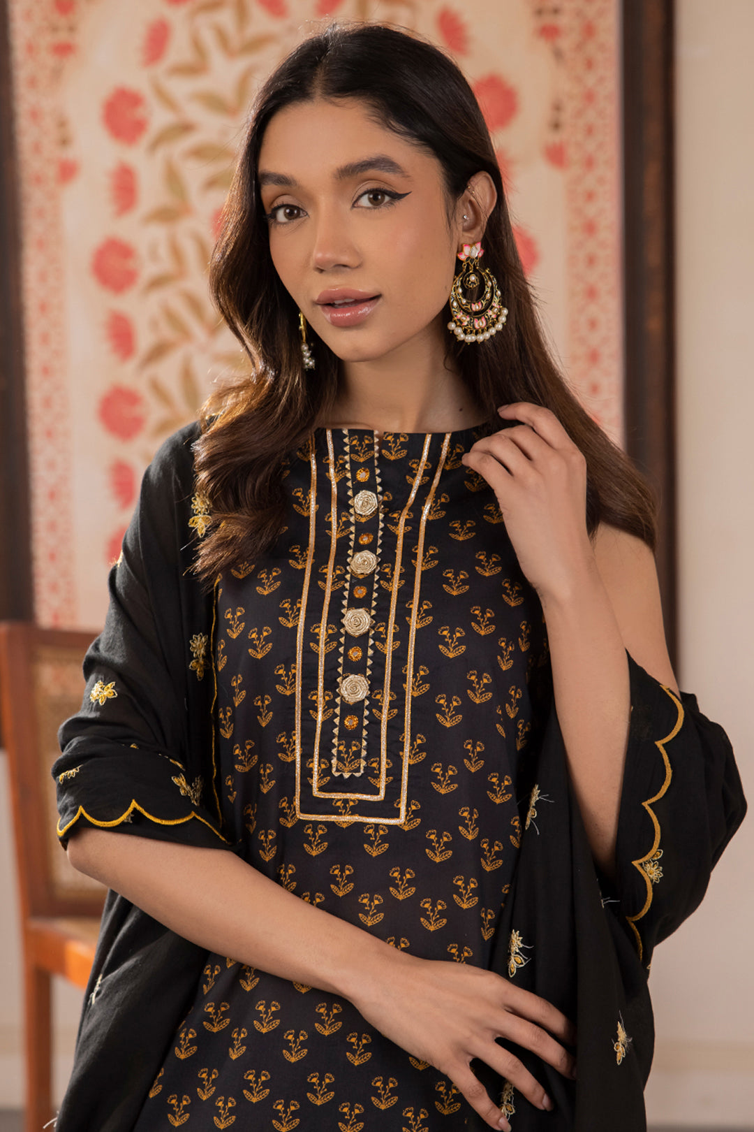 Zellbury | Unstitched 3 Piece Lawn | Embroidered Shirt Shalwar Dupatta - 1107 - Designer Dress with Intricate embroidery and embellishments. Shop elegent wedding dress at Maria Faisal.