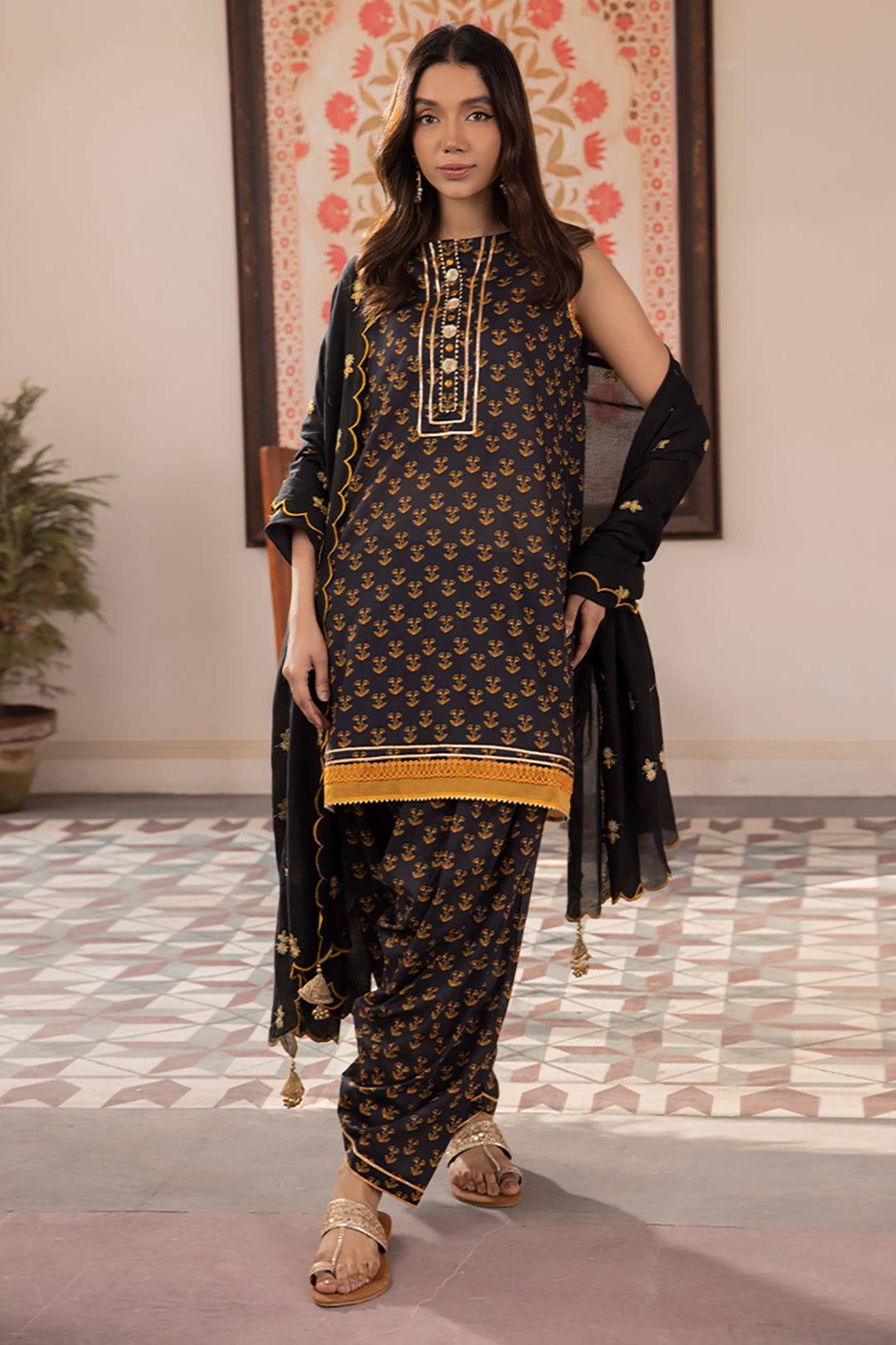 Zellbury | Unstitched 3 Piece Lawn | Embroidered Shirt Shalwar Dupatta - 1107 by Maria Faisal - Registered Vendor of : Zellbury Women - type : Essential Unstitched - 100% original wedding dresses